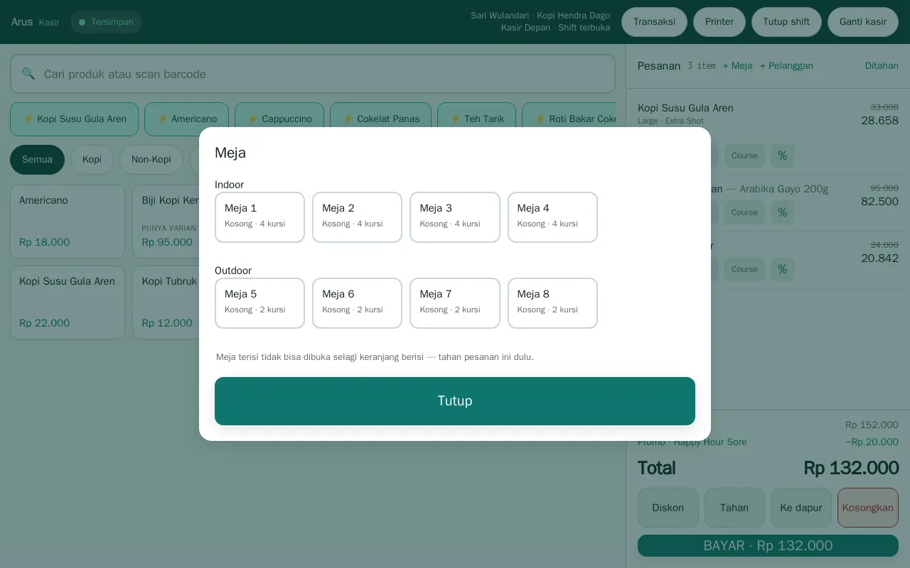 Dialog pilih meja per area